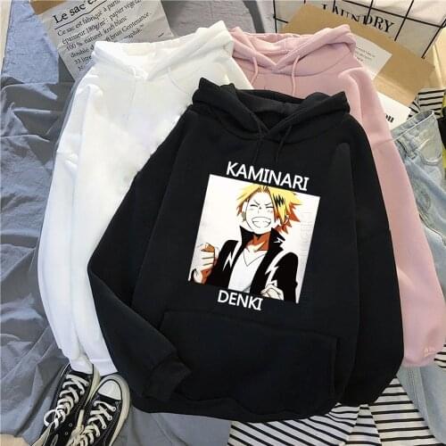 Harajuku My Hero Academia Character Kaminari Denki Novelty Graphic Sweatshirt Warm Men Streetwear Male