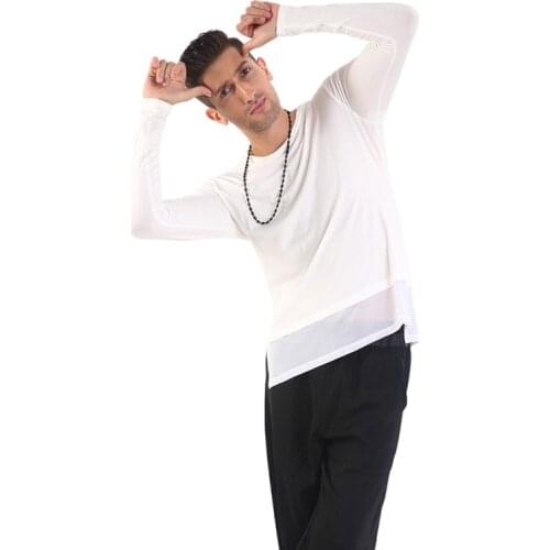 Latino Dance Clothes For Men Salsa Dancewear Samba Costume Tap Dance Shirts Long Sleeve Dance Outfit American Clothing JL2391