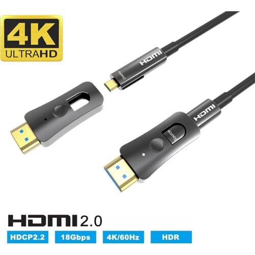 Optical HDMI Fiber Cable with Micro HD 4k@60Hz HDCP2.2 4:4:4 High Speed 18Gbps HDR 3D 10 -15Meter