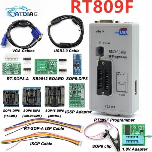 Newst Original RT809F ISP Programmer/ RT809 lcd usb programmer Repair Tools 24-25-93 serise IC with Full adapters