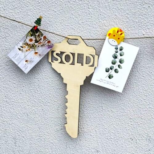 Key Shaped Prop Sold Sign One Sign Double Sided Social Media Photo Props for Realtors and Home Owners Real Estate Agent Gift