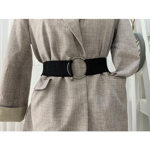 LMQ NEW Simple Design Waist Girdle Elastic Women Wide Round Buckle Decoration Belt Coat Sweater Dress Fashion Accessories