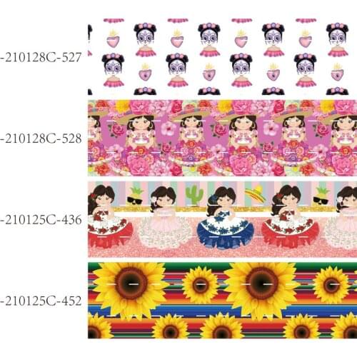 50 yards/lot) Hot sale listones 38mm 50mm 75mm Mexico VIVA style and flower grosgrain ribbon