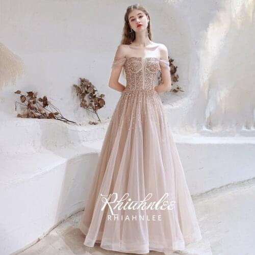 Luxury Off The Shoulder Beading Sexy Evening Dresses New Arrival Crystal Evening Gowns Real Photo Rhiahnlee