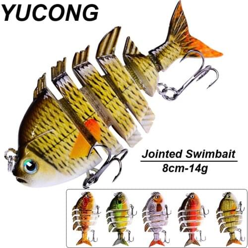 YUCONG 3Pcs/lot Swimbait Fishing Lures 8cm-14g Wobblers Crankbaits 6 Segments Fishing Baits Sinking Hard Lures S-Swimming Pesca