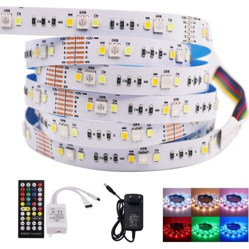 LED Strip 12V RGBCCT Strip Lights 5050 2835 SMD Led Lighting Tape 90Leds/m Flexible Strip Led Lights Waterproof with Controller