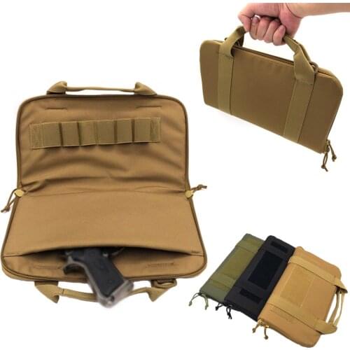 14" Tactical Pistol Carry Bag Gun Case with Magazine Pouch Portable Military Handgun Holster Durable Padded Pistol Carrier