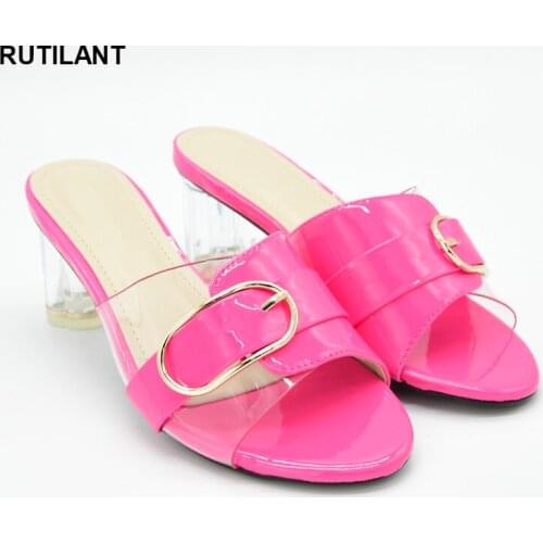 New high-heeled transparent heel Italian ladies decorated with applique hardware decorated African ladies party shoes