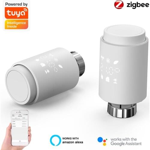 TRV ZigBee3.0 Smart Radiator Actuator Programmable Thermostatic Radiator Valve Temperature Controller Voice Control Via Alexa