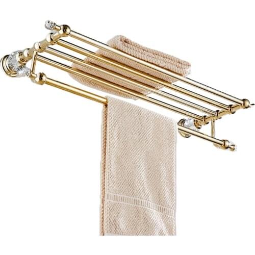 European crystal towel rack double layer gold plated towel rack towel rack bathroom glass shelf bathroom accessories