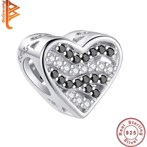 Real 925 Sterling Silver Jewelry Black White Zebra Pattern Crystal Bead Fit Original Bracelet High Quality Accessory