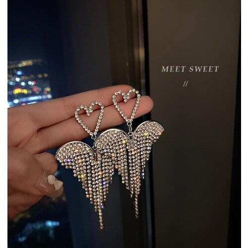 Heart full drill advanced sense earrings temperament advanced atmosphere pendant female South Korea web celebrity earring women