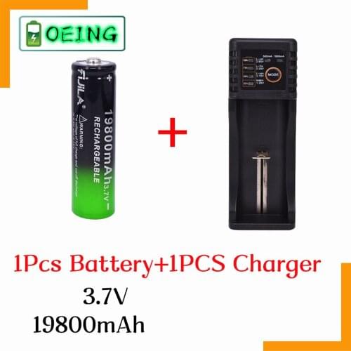 100% 19800 mAh 18650 Lithium Batteries Flashlight 18650 Rechargeable-Battery 3.7V 19800 Mah for Flashlight + lii-100 Bcharger