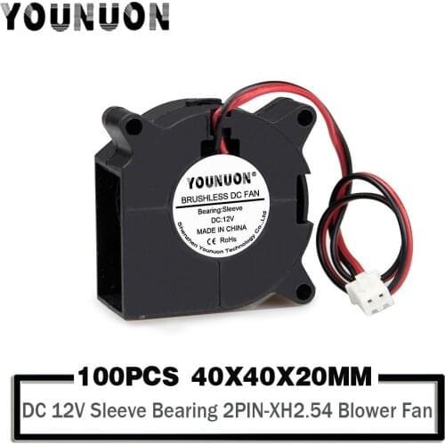 100 PCS 4cm 40mm 40x40x20mm DC 12V Sleeve Bearing 6000RPM Turbo Blower Cooling Cooler Fan Mini Blower Fans 3D Printer Parts Fan