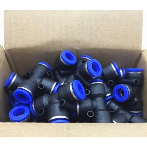 100pcs/pack PE Pneumatic fittings T type 3-way for 4mm 6mm 8mm 10mm 12mm tube
