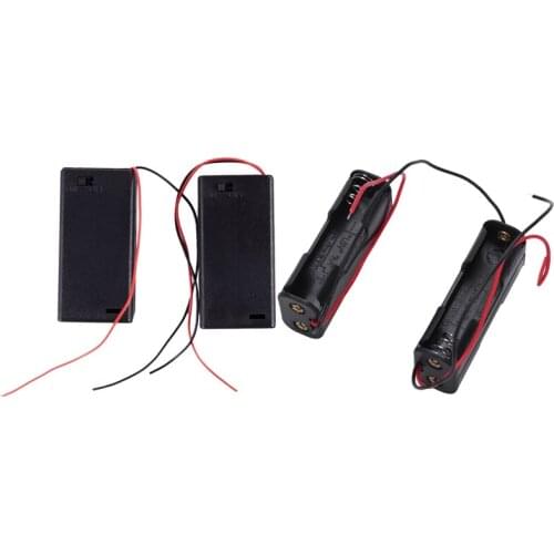 2 Pcs AA 3V Battery Holder Case Box Slot Wired Switch Cover & 2Pcs Frame 2 X 1.5V AA Battery Case Holder