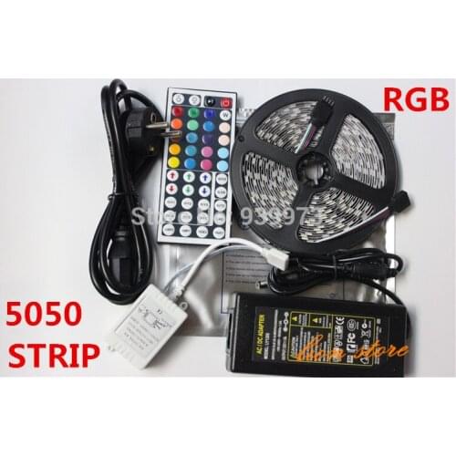 5M RGB Led Strip 5050 Non-Waterproof 60LED/M DC12V LED Strip Light 300 LEDs+44 Keys Remote Controller+12V 5A Power Adapter