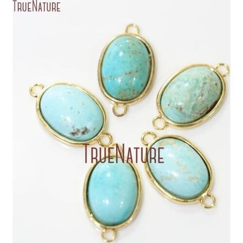 5Pcs Best Seller Copper Double Bail Pendant Green White Turquoises Oval Shaped Double Bail Pendant Outlet 12x20mm PC14011