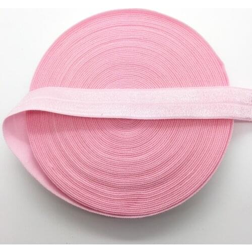 5yards/lot 5/8" 15mm Pink Multirole Fold Over Elastic Spandex Satin Band Ties Hair Accessories Lace Trim Sewing Notion