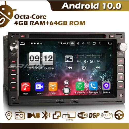 ES8709V 4G+64G Car Stereo Autoradio 7" Android 10 DSP Radio FM DAB GPS DVD WiFi 4G Bluetooth SD for VW Bora Passat B5 Polo Jetta