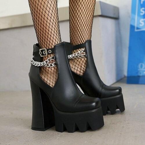 Fashion Solid Platform Women Ankle Boots Summer Shoes Round Toe Rome Style High Heels Fashion Buckle Gladiator Shoes Woman
