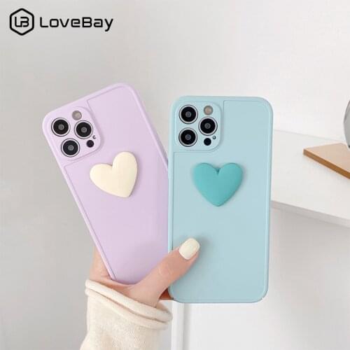 Cute Love Heart Frame Lens Protected Phone Case For iPhone 11 12 Pro Max X XR XS Mini 7 8 Plus SE 2020 Shockproof Bumper Coque