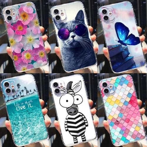 Summer Fruits Floral Cat Butterfly Patterned Phone Case For iPhone 12 PRO 11 PRO MAX 6S 8 7 Plus 5S X XR XS SE 2020 TPU Shell