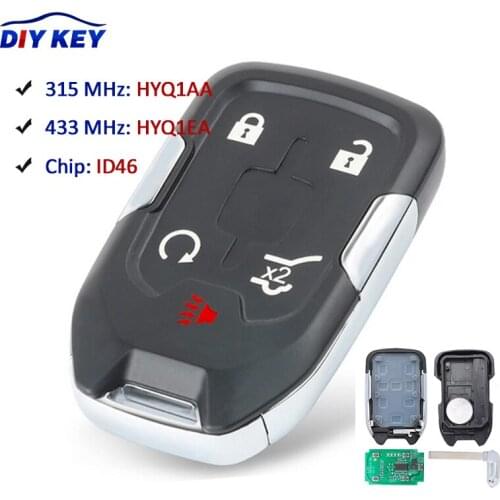 DIYKEY 315MHz / 433MHz FCC: HYQ1AA / HYQ1EA, 13584502 / 13508275 Smart Remote Key Fob 5 Button for GMC Terrain Acadia 2017-2020