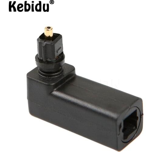 Kebidu Toslink Female to Toslink Male Optical 90 Degree Right Angle Audio Cable Adapter Stereo Audio Converter 360 Rotate