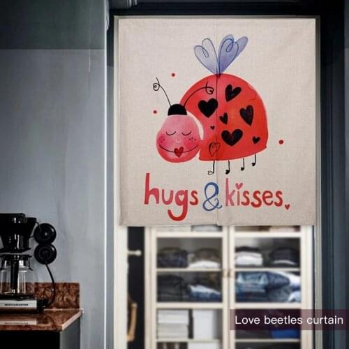 Comic Beetle Love Donut Linen Tapestry Childrens Learning Bedroom Home Decor Bedroom Door Curtain Kitchen Curtain