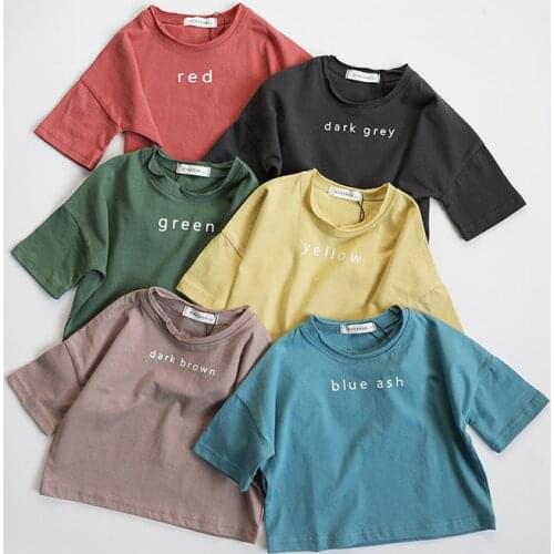 Korean Childrens Clothing New Cotton Children Sleeve Five Short-Sleeved Casual Loose T-shirt