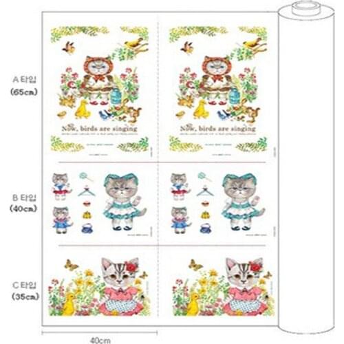 Lovely 130cm*75cm garden cat cotton fabric, linen/cotton, zakka diy fabric,perfect for patchwork and crafts, Home Decoration