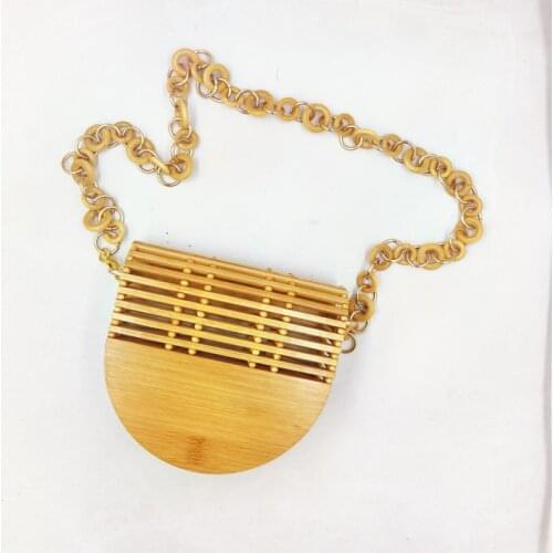 Creative Fashion Handmade Bamboo Root Bracelet Bamboo Weaving Hollow Literary Flip Phone Female Bag beach bag, hollow