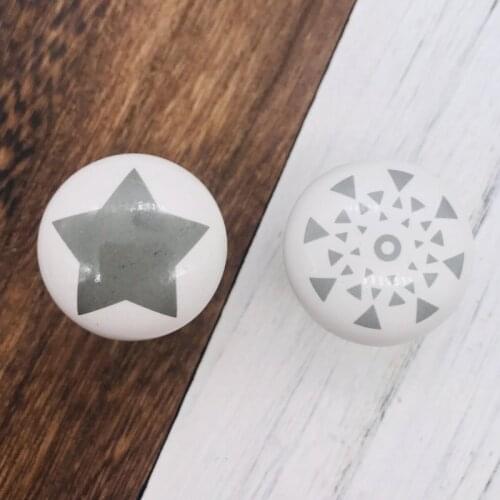 6pcs White Ceramic Round Cabinet Knob Handle Antique Drawer Knob Rural Cupboard Knob Handle Kictchen Hardware Pull