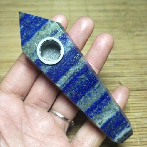 Natural lapis lazuli quartz crystal smoking pipes reiki healing natural stone and minerals cigarette pipes for sale