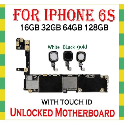 Full unlocked for iphone 6S 6 S Motherboard With Touch ID for iphone6S Mainboard Full Chips icloud unlock logic board