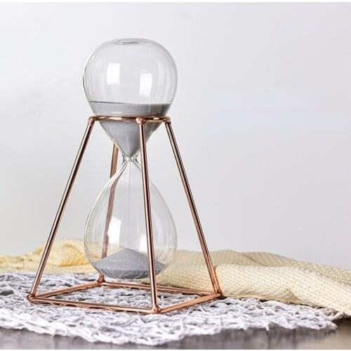 Metal Hourglass Timer 30 Minutes Modern Art Ornament Glass Timing Hourglass Creative Office Living Room Desktop Home Decoration