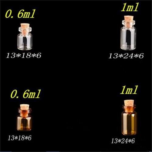 Mini Clear Amber Glass Bottles With Cork Empty Glass Vials Jars Decoration Crafts Bottles Glass Vials Jars 100pcs Free Shipping