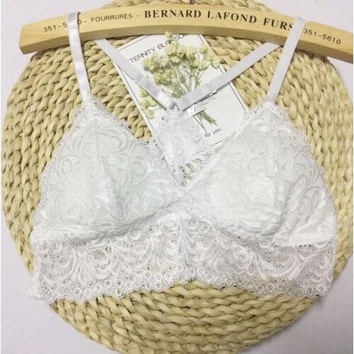 Fashion Tank Crop Sexy Lace Tops Backless Summer Harness Bra Chest Sensual Lingerie Woman Underwear With Thin Straps