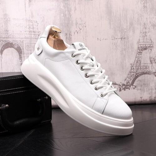 2021 New Mens white Colors Flat Platform Heighten Shoes Luxury Designer Rock Loafers Walking Out Of Office Sneakers