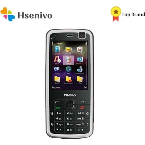 Nokia N77 Refurbished-Original N77 Phone 2.4' FM Radio Bluetooth 2G/3G Symbian OS Free shipping