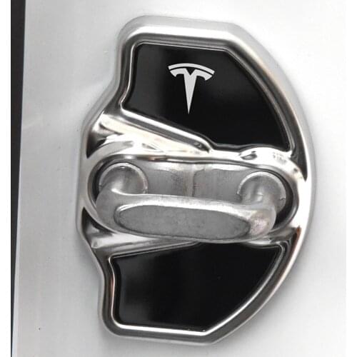 4PCS New Door Lock Cover Auto Emblems Case For Tesla Model 3 Car Styling Sticker Black Accessories