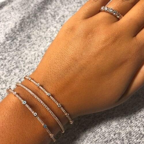 2019 latest lucky enamel Cuff Bracelets Jewelry top Quality rose gold color turkish evil eye colorful stack Open Bangle womens