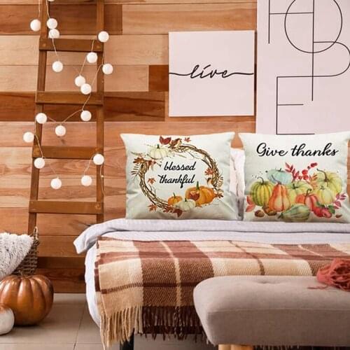 Farmhouse Theme Autumn Pillowcase Throw Pillow Covers Set Of 4 For Home Decor Fall Pillow Covers 18 X 18 Inch