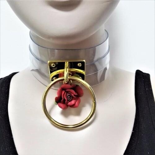 New Fashion Sexy Harajuku Leather Punk Choker Necklace Flower O-Round Rivets Collar handmade goth torque hot rock