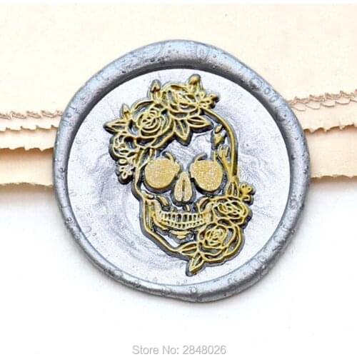 Rose Skull Seal Stamp,plant seal stamp,Party Wax Seal Stamp Kit, wedding invitation seals,gift packing women seal