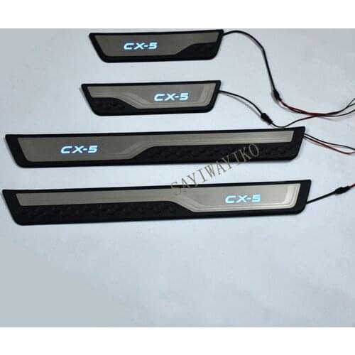 FIT For Mazda CX-5 Cx5 2018 2017 Door LED Sill Scuff Plate Welcome Pedal Stainless Steel Car Styling Car Accessories