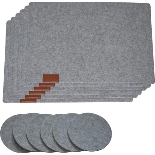 Placemat, Placemat Washable Felt 12Er Set Of Placemats Gray Beverage Coasters Round Table Mat Dining Table