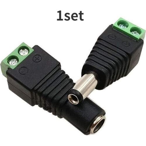 1pcs Female +1 pcs Male DC connector 2.1*5.5mm Power Jack Adapter Plug Cable Connector for Monitoring engineering power supply