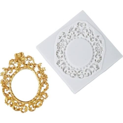 Relief Border Baroque Silicone Molds Wedding Cupcake Topper Fondant Cake Decorating Tools Candy Clay Chocolate Gumpaste Moulds